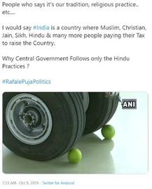 ਰਾਫੇਲ ਪੂਜਾ ਸੋਸ਼ਲ ਮੀਡੀਆ ‘ਤੇ ਹੋਈ ਟ੍ਰੋਲ, ਲੋਕਾਂ ਨੇ ਕਿਹਾ, ‘ਨਿੰਬੂ ਕਰਨਗੇ ਰਾਫੇਲ ਦੀ ਰਾਖੀ’