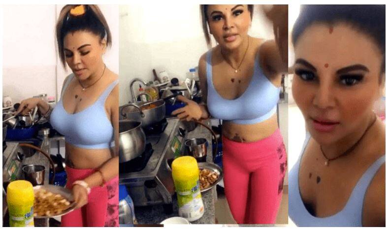Rakhi Sawant First Karwa Chauth Fast Cooking Carrot Pudding In Hot Bold Looks ਰਾਖੀ ਸਾਵੰਤ ਨੇ ਵੀ ਰੱਖਿਆ ਪਹਿਲਾ ਕਰਵਾਚੌਥ, ਪਤੀ ਨੂੰ ਕੀਤਾ ਇੰਝ ਖੁਸ਼
