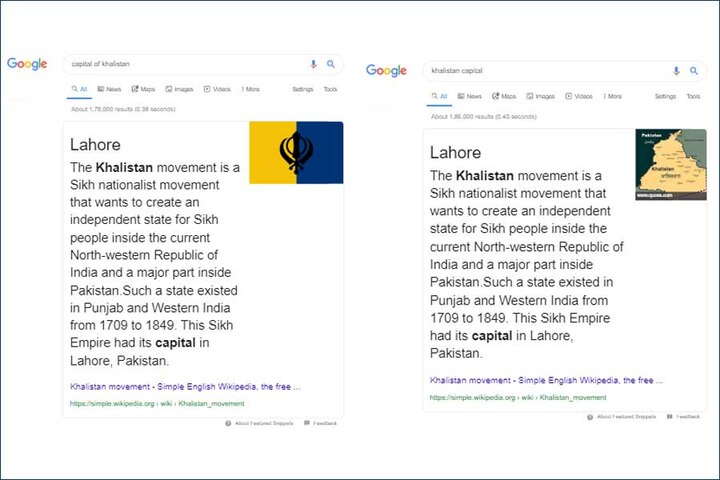 Google throws another googly: Lahore is Khalistan capital ਗੂਗਲ ਦੱਸ ਰਿਹਾ ਖਾਲਿਸਤਾਨ ਦੀ ਰਾਜਧਾਨੀ !