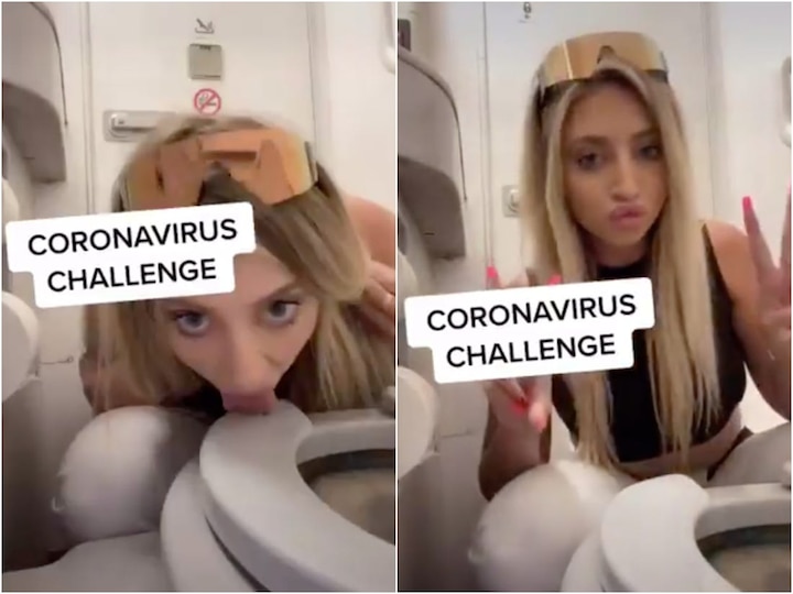 Woman licks plane toilet seat for coronavirus challenge ਕੋਰੋਨਾਵਾਇਰਸ ਦਾ ਨਵਾਂ ਚੈਲੰਜ, ਫੇਮਸ ਹੋਣ ਲਈ ਕੁੜੀ ਨੇ ਕੀਤਾ ਇਹ ਕਾਰਾ