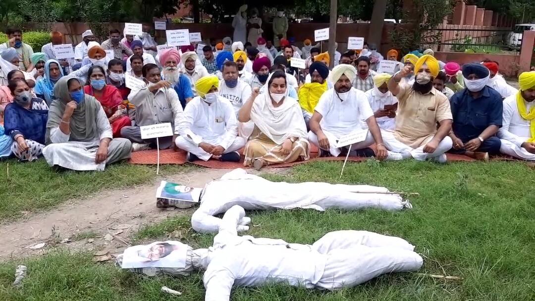 ਸਕਾਲਰਸ਼ਿਪ ਘੁਟਾਲੇ 'ਤੇ 'ਆਪ' ਦਾ ਪ੍ਰਦਰਸ਼ਨ, ਕੈਪਟਨ ਤੇ ਧਰਮਸੋਤ ਖ਼ਿਲਾਫ਼ ਕਾਰਵਾਈ ਦੀ ਮੰਗ AAP protests over scholarship scam, demands action against Captain amrinder singh and sadhu singh Dharamsot ਸਕਾਲਰਸ਼ਿਪ ਘੁਟਾਲੇ 'ਤੇ 'ਆਪ' ਦਾ ਪ੍ਰਦਰਸ਼ਨ, ਕੈਪਟਨ ਤੇ ਧਰਮਸੋਤ ਖ਼ਿਲਾਫ਼ ਕਾਰਵਾਈ ਦੀ ਮੰਗ