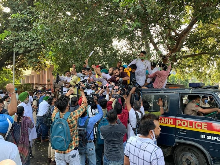 AAP leaders in police custody as besieges BJP Punjab headquarters, several injured in baton charge