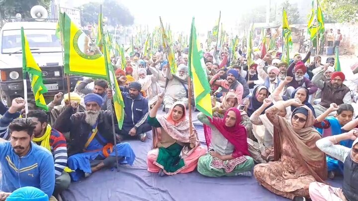 farmers protest in front of BJP office in Bathinda  ਬੀਜੇਪੀ ਦਾ ਨਵਾਂ ਦਫਤਰ ਖੁੱਲ੍ਹਣ ਤੋਂ ਪਹਿਲਾਂ ਹੀ ਕਿਸਾਨਾਂ ਦਾ ਧਾਵਾ, ਨੱਢਾ ਨੇ ਕੀਤਾ ਪ੍ਰੋਗਰਾਮ ਰੱਦ