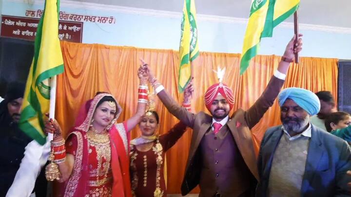 ਉਨ੍ਹਾਂ ਕਿਹਾ ਕਿ ਇਸ ਤਰ੍ਹਾਂ ਵਿਆਹ ਕਰਵਾ ਕੇ ਉਨ੍ਹਾਂ ਕਿਸਾਨ ਅੰਦੋਲਨ 'ਚ ਯੋਗਦਾਨ ਪਾਇਆ ਹੈ।