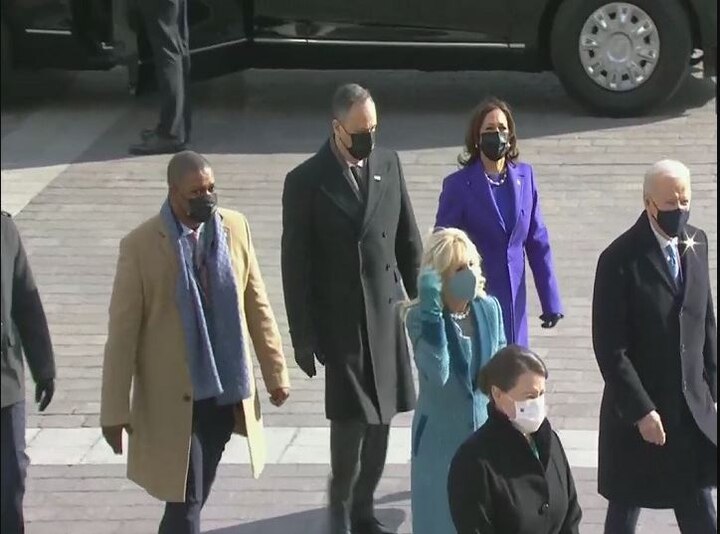 Joe Biden and Kamala Harris arrive at the swearing-in ceremony ,New America Day ਅਮਰੀਕਾ ਦਾ ਨਵਾਂ ਦਿਨ, ਸੁੰਹ ਚੁੱਕ ਸਮਾਗਮ 'ਚ ਪਹੁੰਚੇ ਜੋਅ ਬਾਈਡੇਨ ਤੇ ਕਮਲਾ ਹੈਰਿਸ  