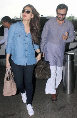 SEE PICS: Kareena Kapoor Khan flaunts her BABY BUMP in a 'Kala Chashma' at Mumbai airport as hubby Saif carries her handbag!