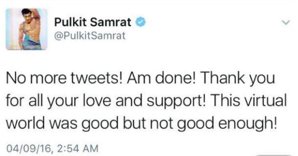 SHOCKING! Pulkit Samrat loses his cool on Twitter, DELETES account post rant!