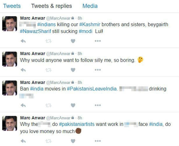 This Pakistan-born actor sacked over his RACIST tweets calling Indians 'b******s'!