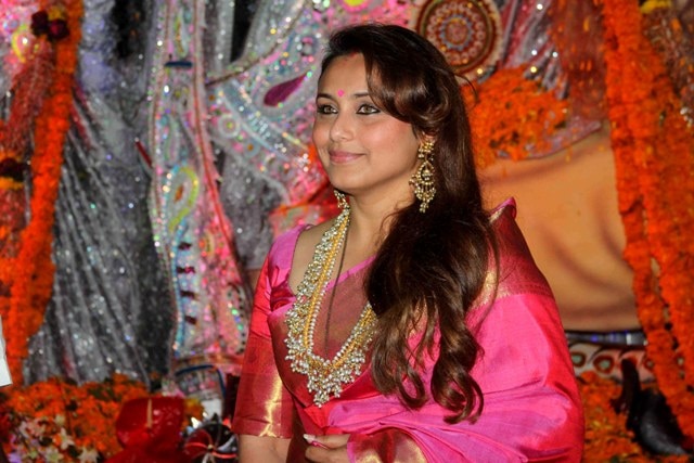 SEE PICS: Rani Mukerji's FIRST PUBLIC appearance post baby Adira's birth at Durga Puja pandal; Actress looked GORGEOUS in a PINK sari!