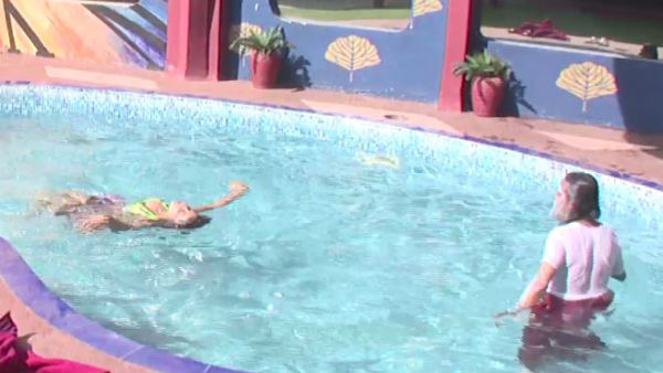 BIGG BOSS 10: Om Swami CHILLS in POOL again with his Mona 'BETI'! INSIDE PICS