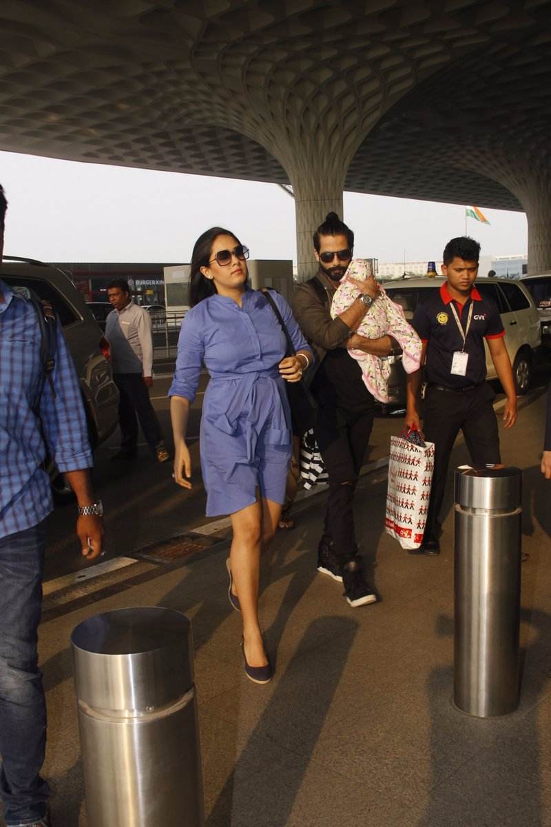 IN PICS: Shahid Kapoor & wife Mira look SUPER STYLISH as they travel with BABY Misha!