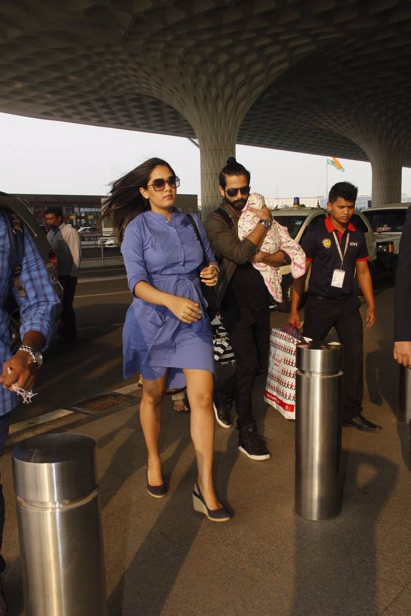 IN PICS: Shahid Kapoor & wife Mira look SUPER STYLISH as they travel with BABY Misha!