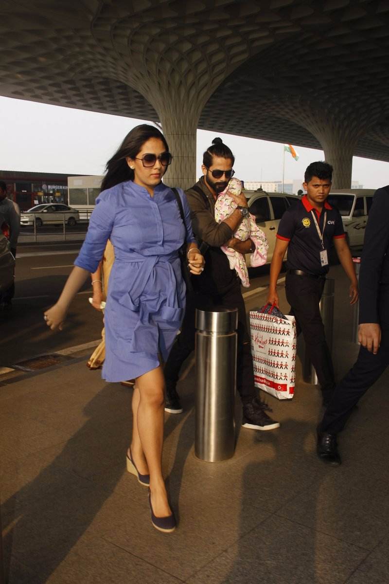 IN PICS: Shahid Kapoor & wife Mira look SUPER STYLISH as they travel with BABY Misha!