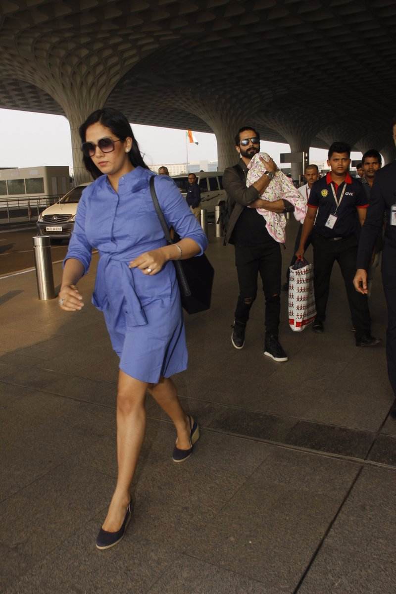 IN PICS: Shahid Kapoor & wife Mira look SUPER STYLISH as they travel with BABY Misha!