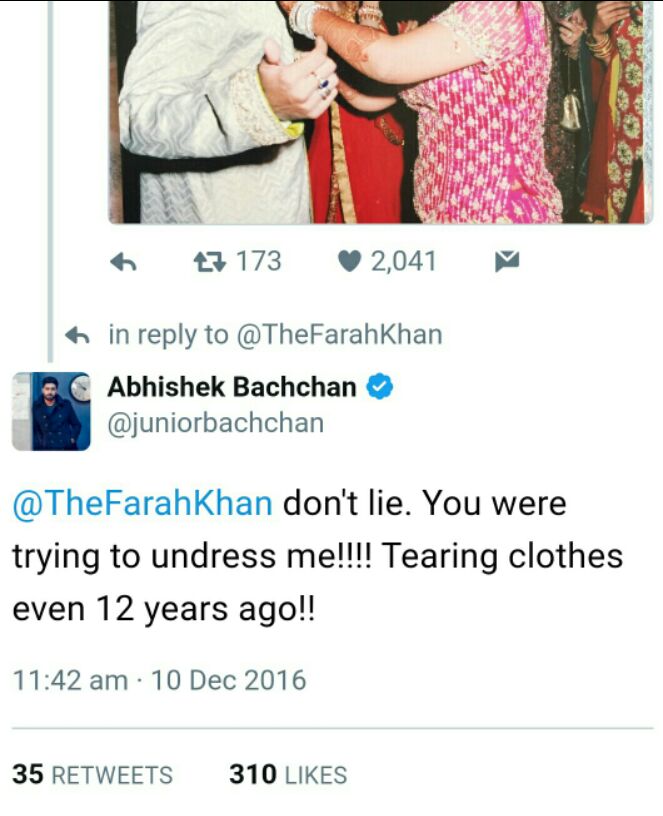 Abhishek's hilarious reply to Farah