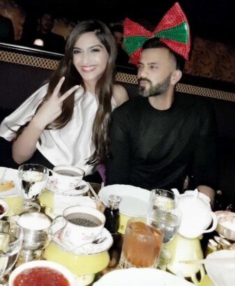 Sonam Kapoor and rumoured beau Anand Ahuja during Christmas bash!