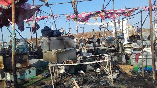 OMG! PICS: Bhansali's 'Padmavati' sets attacked again; vandalised and set on fire in Kolhapur!