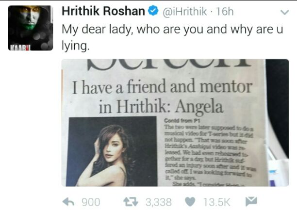 Angela's apology to Hrithik