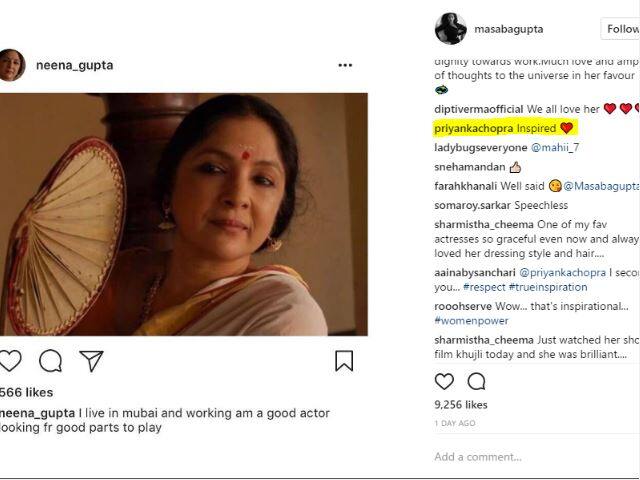 Priyanka Chopra's comment(highlighted) on Neena Gupta's post