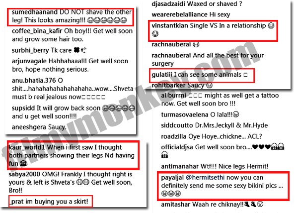 Shweta Salve's husband Hermit shares his waxed leg pic before knee surgery & fans are having a good time joking!