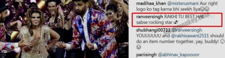 Ranveer Singh comments on Rakhi Sawant's post and she can't keep calm