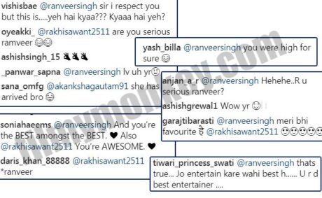 Ranveer Singh comments on Rakhi Sawant's post and she can't keep calm