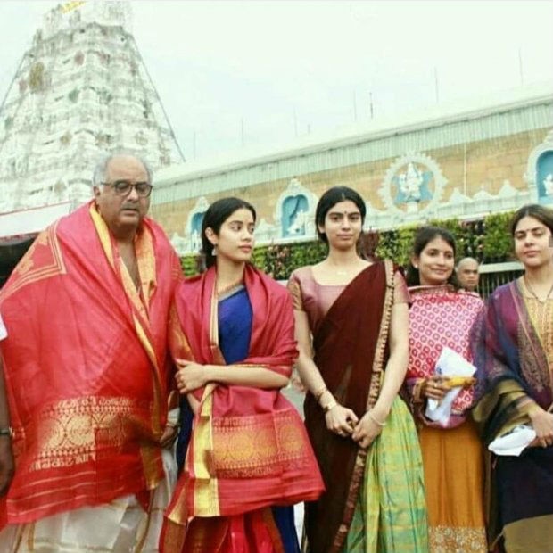 INSIDE PICS & VIDEOS of Janhvi Kapoor with dad Boney and sister Khushi at Tirupati Temple ahead of 'Dhadak' release!