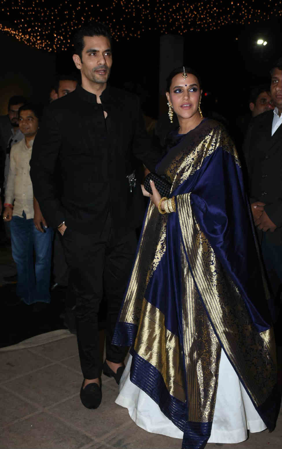 PICS: Newlywed actress Neha Dhupia, husband Angad Bedi dazzle at Poorna Patel's star-studded wedding reception