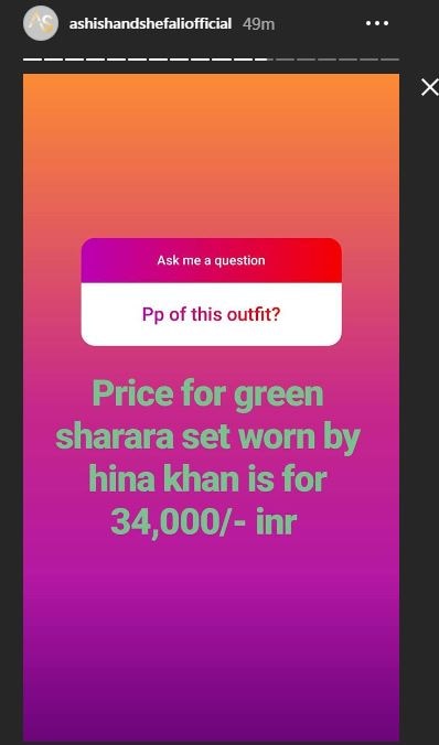 WOAH! TV actress Hina Khan's Bakra Eid's outfit- green &golden sharara cost more than a two-night stay in a 5-star hotel!