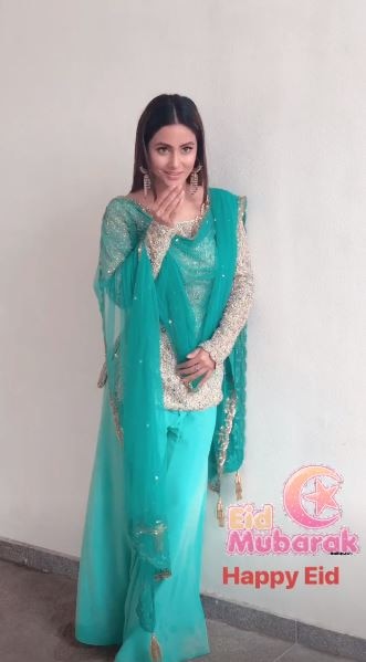 WOAH! TV actress Hina Khan's Bakra Eid's outfit- green &golden sharara cost more than a two-night stay in a 5-star hotel!