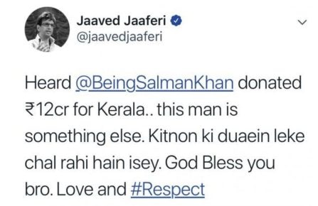 Salman Khan DONATED 12CRORE for Kerala flood relief fund? Jaaved Jaffrey leaves everyone CONFUSED