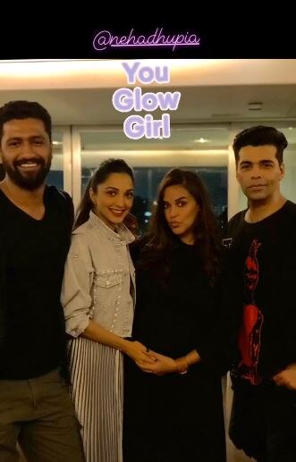 PICS & VIDEOS: Pregnant Neha Dhupia glows at her star-studded BIRTHDAY BASH hosted by BFF Karan Johar!