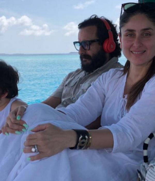 PICS: Pataudis in Maldives! Kareena Kapoor SIZZLES in a red BIKINI chilling with Saif, Taimur, Soha, Kunal and baby Inaaya!