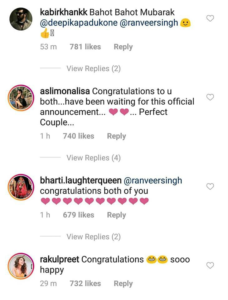 KJo, Sonam, Tiger, Alia & other celebs congratulate Ranveer-Deepika after wedding announcement!