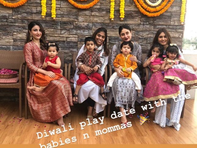 IN PICS: Kareena Kapoor Khan with BABY SON Taimur along with Soha Ali Khan and daughter Inaaya at a PRE DIWALI BASH!