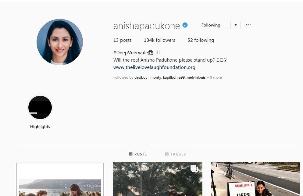 After #Ladkiwale, Deepika Padukone's sister Anisha now changes her social media name to #DeepVeerwale!