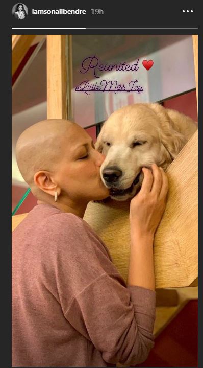 Sonali Bendre shares an awwdorable pic as she reunites with her Pet Dog, Icy after 5 months!