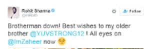 આ ઉપરાંત રોહિત શર્માના ટ્વિટથી પણ સમજાય છે કે તે કઈ તરફ ઈશારો કરી રહ્યા છે. તેણે લખ્યું છે કે, “Brotherman down! Best wishes to my older brother @YUVSTRONG12 ! All eyes on @ImZaheer now.”