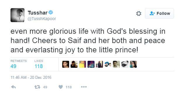 તુષાર કપૂરે પણ પાઠવી શુભેચ્છા