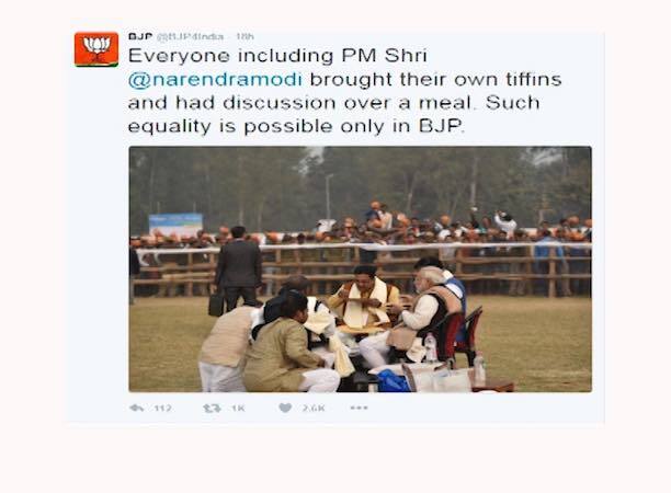 ચૂંટણીની તૈયારી માટે પીએમને ગઈકાલે બૂધ લેવલના કાર્યકર્તાઓને જીતનો મંત્ર આપ્યો.એ જ મંત્રમાં ખુદ ભોજન લાવવાનો મંત્ર પણ સામેલ છે જે કાર્યકર્તાઓને આગળ ચૂંટણીમાં કામ આવવાનો છે.