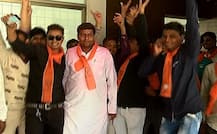 ગ્રામ પંચાયતની ચૂંટણીઓના પરિણામ બાદ ભાજપ કાર્યાલય કમલમ ખાતે ફટાકડા ફોડી ઉજવણી