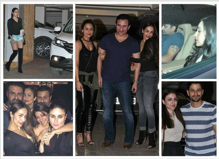 ગુરૂવારે સાંજે અભિનેતા સૈફ અલી ખાન અને કરિના કપૂર ખાને પોતાના ઘરે એક પાર્ટીનું આયોજન કર્યુ હતું. આ પાર્ટીમાં કરિશ્મા કપૂર પોતાના મિત્ર સંદિપ સાથે પહોંચી હતી. તેમજ સૈફ અને અમૃતા સિંહની દિકરી સારા અલી ખાન પણ આવી હતી.