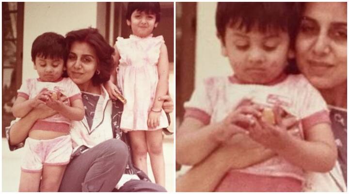 રનબીર ક્યુટ લાગી રહ્યો છે. અને તેના હાથમાં એક લડ્ડુ છે. નીતુ સિંહે આ ફોટોને કેપ્શન આપ્યું છે Happy n SAFE Holi !!! ????????????????????RK studio Holi pic) Rans only interested in the laddoo ????