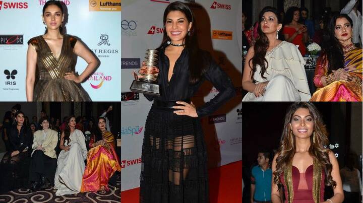 જિયો એશિયા સ્પા અવોર્ડ 2017માં બોલીવુડ જગતની ઘણા ફેમસ હસ્તીઓ હાજર રહી હતી. આ અવોર્ડ ફંકશનમાં પહોંચનારા સ્ટાર્સમાં રેખા, સોનાલી બેંદ્રે, જેક્લિન ફર્નાન્ડિસ, પ્રોડ્યુસર એક્તા કપૂર અદિતિ રાવ હૈદરી શામેલ હતા. આગળ જુઓ તસવીર