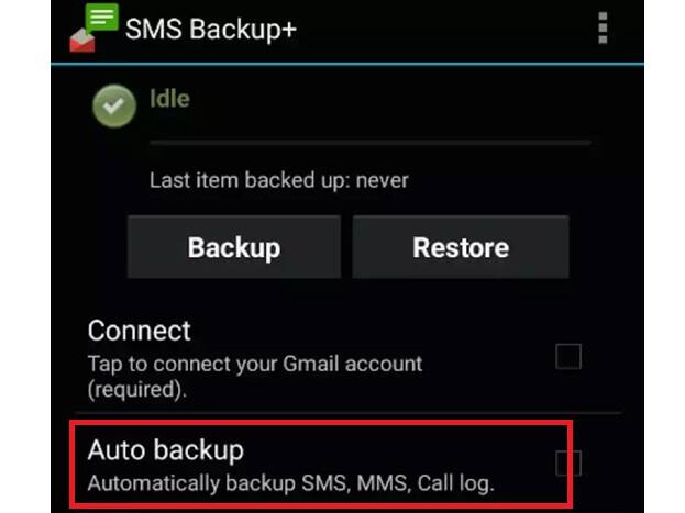 તમે ‘Auto Backup’નો પણ ઉપયોગ કરી શકે છે જેનાથી તમે નવા એસએમએસને તેની જાતે તમારા જીમેઈલમાં બેકઅપ લઈ શકો છો. 