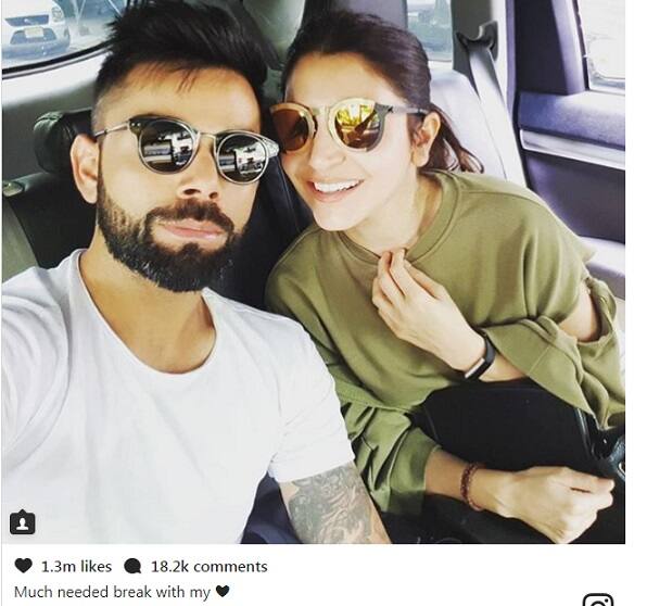  વિરાટે લખ્યું છે કે તે ઘણા સમયથી બ્રેક લેવા માંગતો હતો અને તે તેના ‘લવ’ સાથે આ બ્રેક એન્જોય કરી રહ્યો છે. આ અગાઉ વિરાટે અનુષ્કાને તેની લકી ચાર્મ પણ કહી હતી.