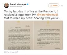 દિલ્લીમાં જ્યારે હુ નવો હતો ત્યારે એક પિતાની જેમ મને માર્ગદર્શન આપ્યું અને મદદ કરી: પ્રણવને મોદીનો પત્ર