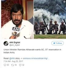 મોદીના મંત્રી રામદાસ અઠાવલે ભારતીય સેનામાં ST, SC અનામતની માંગ કરી