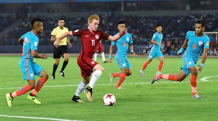 અમેરિકા-ભારતના મુકાબલામાં પ્રથમ હાફની 30મી મિનિટમાં અમેરિકાએ ગોલ કર્યો હતો. અમેરિકા તરફથી જોશ સારજન્ટે પેનલ્ટી શૂટ આઉટમાં ગોલ કર્યો હતો. જ્યારે બીજો ગોલ 51મી મિનિટમાં અમેરિકાના ક્રિસ ડર્કિને કર્યો હતો. જ્યારે ત્રીજો ગોલ 84 મિનિટે એન્ડ્ર્યૂ કાર્લટોને કર્યો હતો.