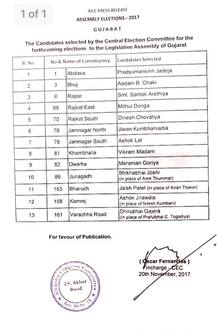 કૉંગ્રેસે જાહેર કરી ઉમેદવારોની બીજી યાદી, જાણો કોને કોને મળી ટિકીટ?